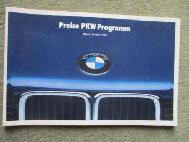 BMW E30 +518i-M5 E28,524d/td +Kat Modelle +Edition +E32 E24 Preisliste Oktober 1987