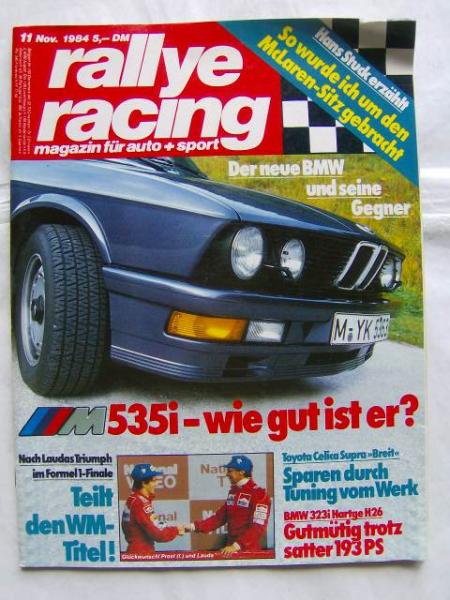 rallye racing 11/1984 BMW M535i E28 TEST,323i Hartge H26 E30